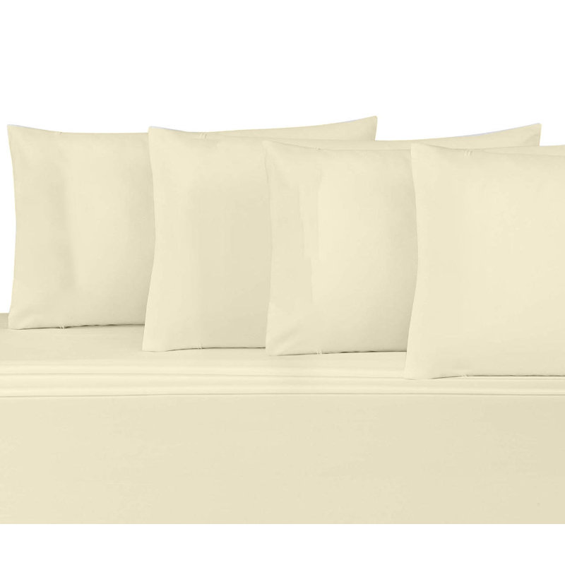 Ensemble de draps en rayonne 6 pièces Jaree, Grand, Crème