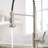 Brushed Nickel Kitchen Faucet With Pullout Spray - Brass, Enhanced Leak Resistance, Multi-Functional Water Outlet Functions Options-1883938239