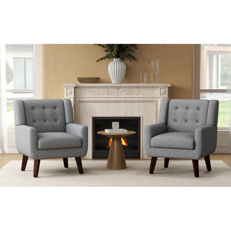 Mid-Century Modern Accent Chair Set Of 2, Dark Gray, 2