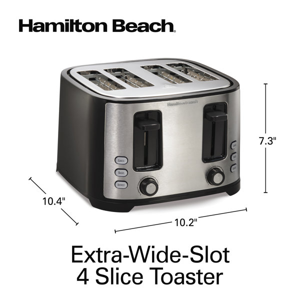 Hamilton Beach Silver 2-Slice Toaster with One-Sided Toasting Feature, 4  Functions, Extra-Wide Slots, Auto Shut-Off in the Toasters department at