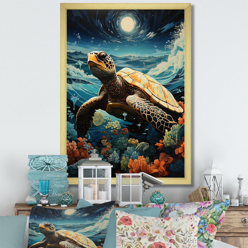 Reproduction d'art sur toile Baroda, H 32 po x l 16 po x P 1 po, Encadrement doré