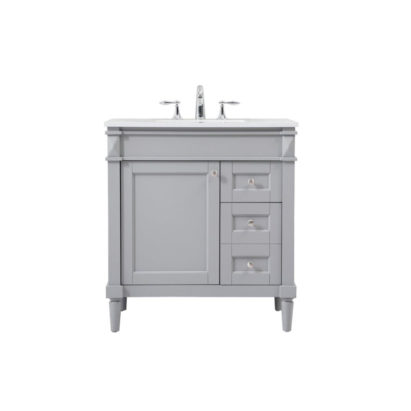 Readington 32'' Single Bathroom Vanity with Engineered Marble Top, Gray