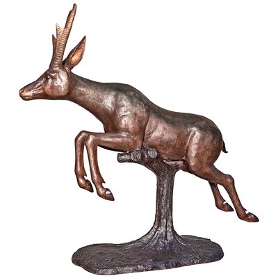 Leaping Pronghorn Antelope Cast Bronze Garden Statue -  Design Toscano, KW424