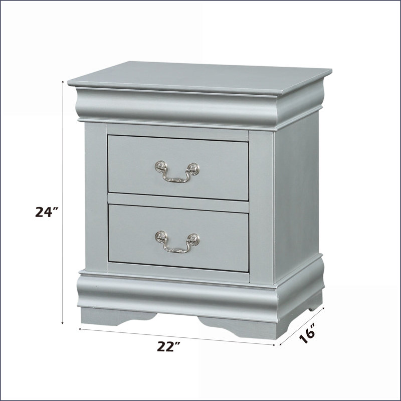 Table de chevet Louis Philippe III, Argent argent