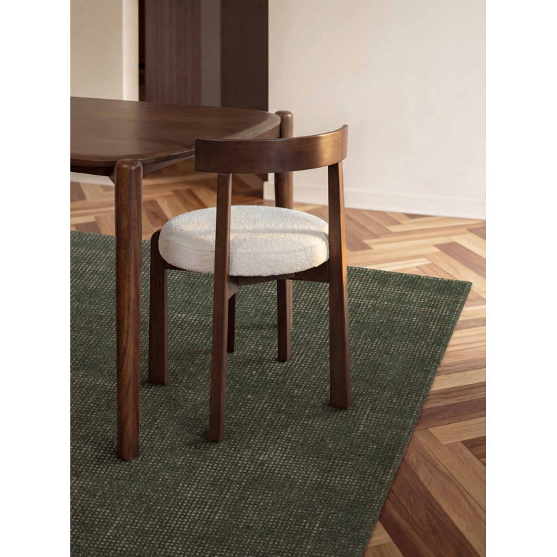 Dewit Wool Hand Woven Area Rug, Rectangle 200 x 300 cm, Green
