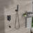 Oil Rubber Bronze Shower Gathering - 12" Ceiling Mount Waterfall Tub Spout 3 Function Rainfall & Handheld Showers -Balanced Valve Simple Installation Cleanliness Guarantee System With Feature 12 Inch-126673670