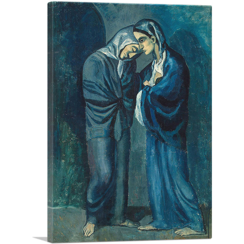 Deux soeurs - la réunion de 1902 par Pablo Picasso - reproduction d'art sur toile tendue, H 40 po x l 26 po x P 0,75 po
