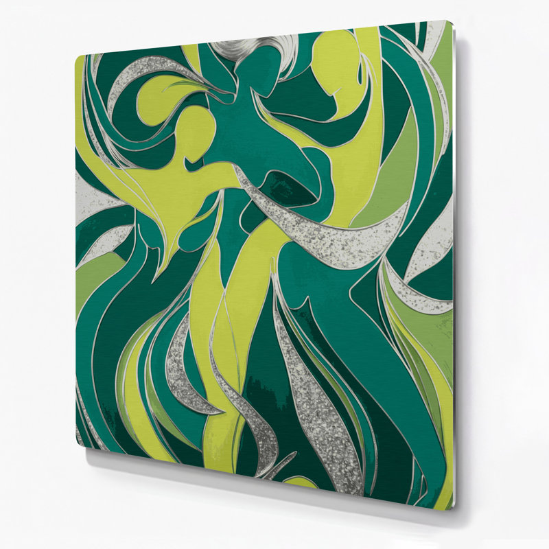 Abstrait art figuratif vert en métal 93, H 12 po x l 12 po