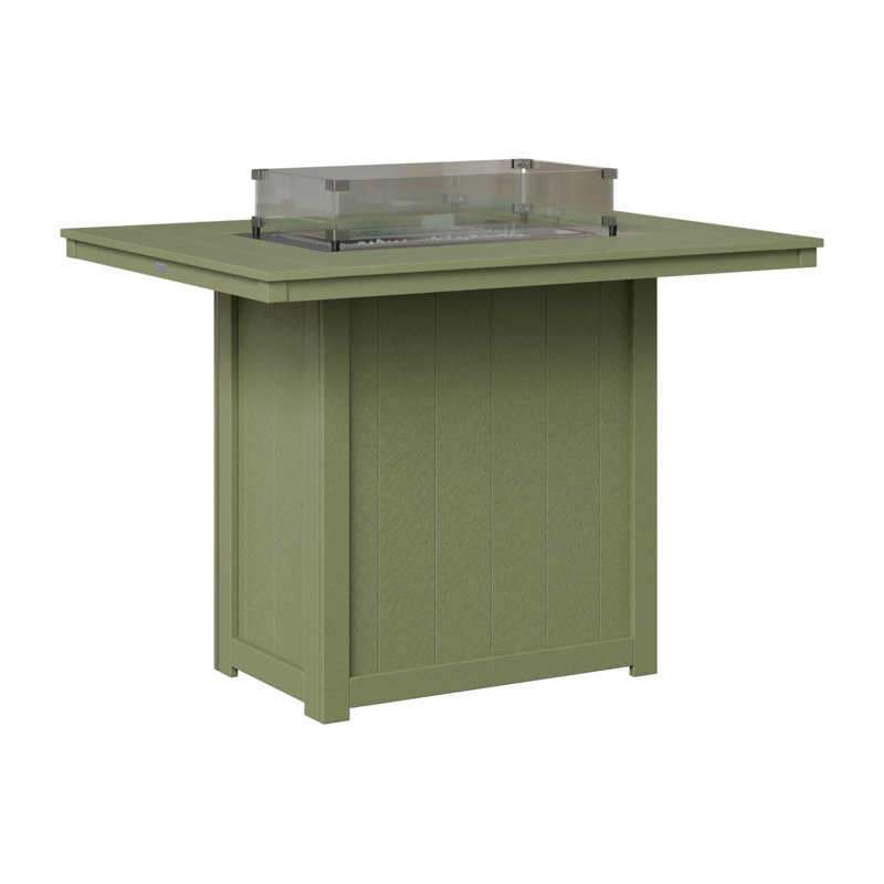 Berlin Gardens Donoma 54″ Rectangular Bar Fire Pit Table, Sage, 38.87" H x 41.37" W x 53.87" D