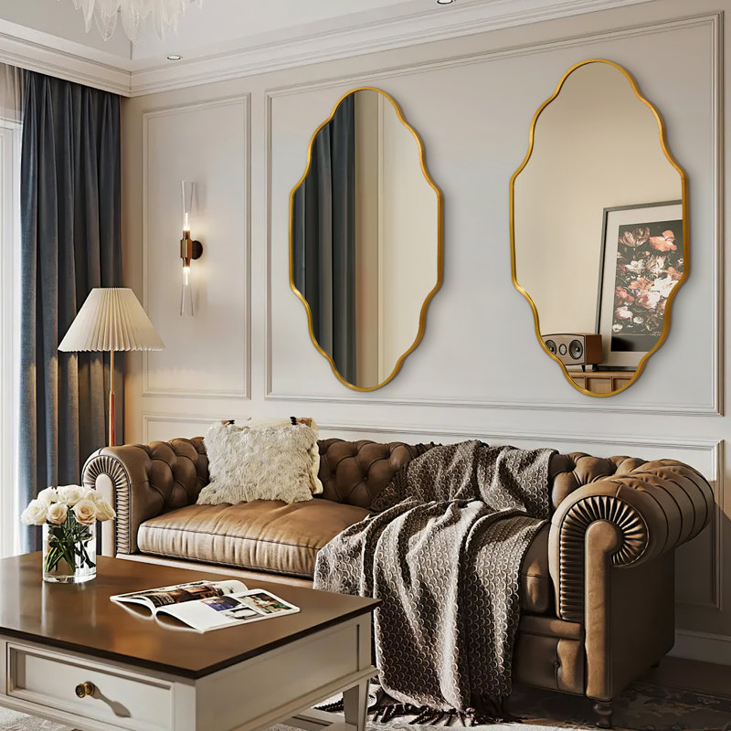  Ensemble de 2 miroirs muraux Modern, Or, 36 po x 20 po