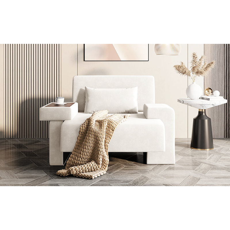 Fauteuil surdimensionné à conception asymétrique - base 48 po, Beige