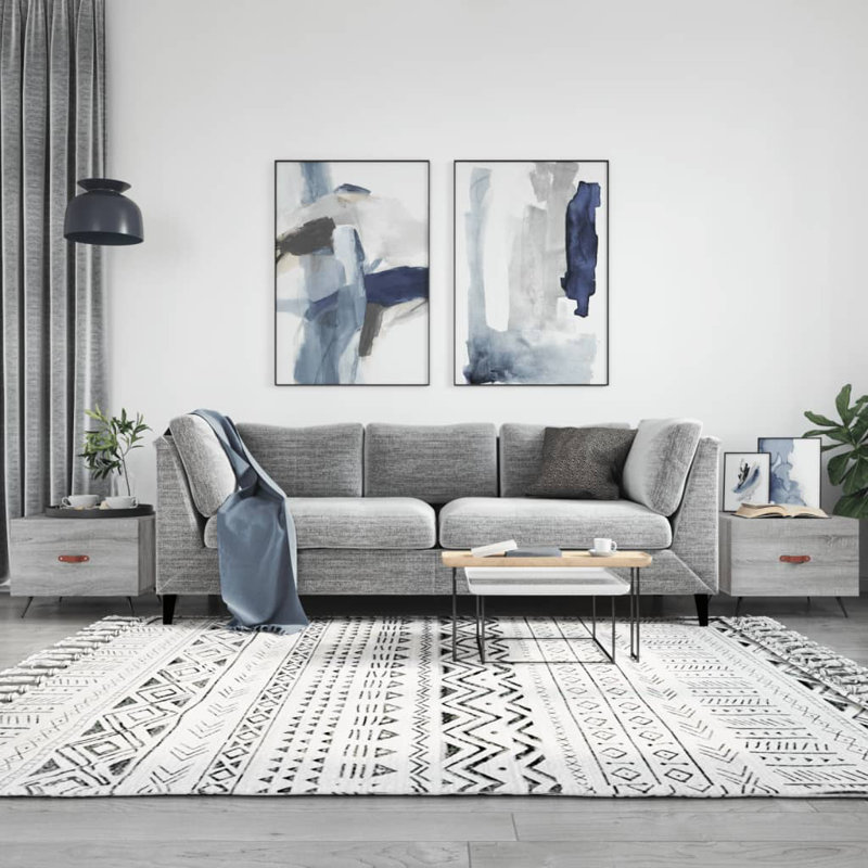 Four Leg Coffee Table with Storage, grey sonoma