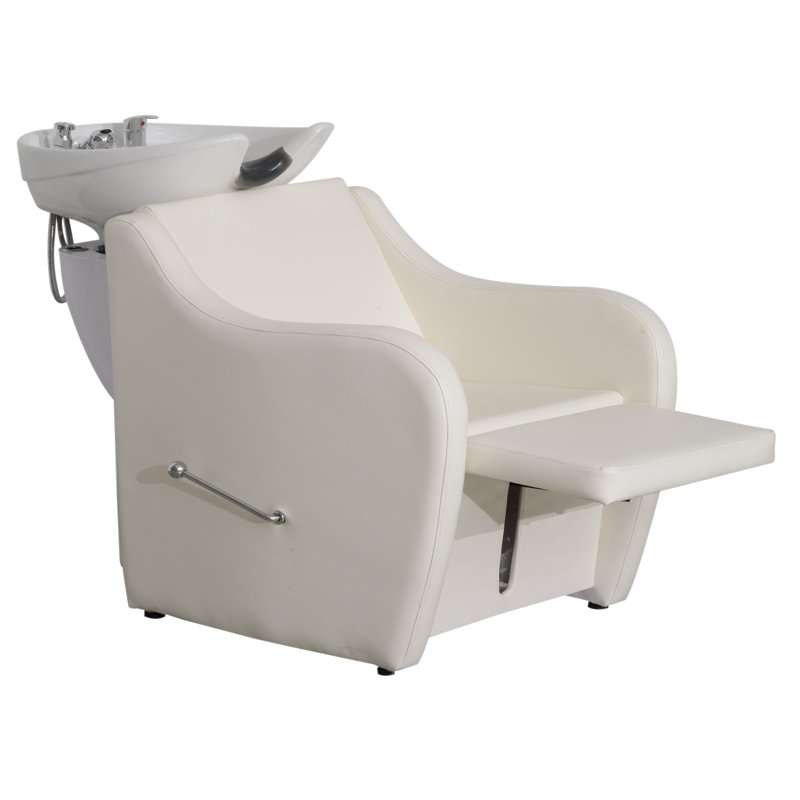 Fauteuil de lavabo en céramique, Similicuir blanc cassé