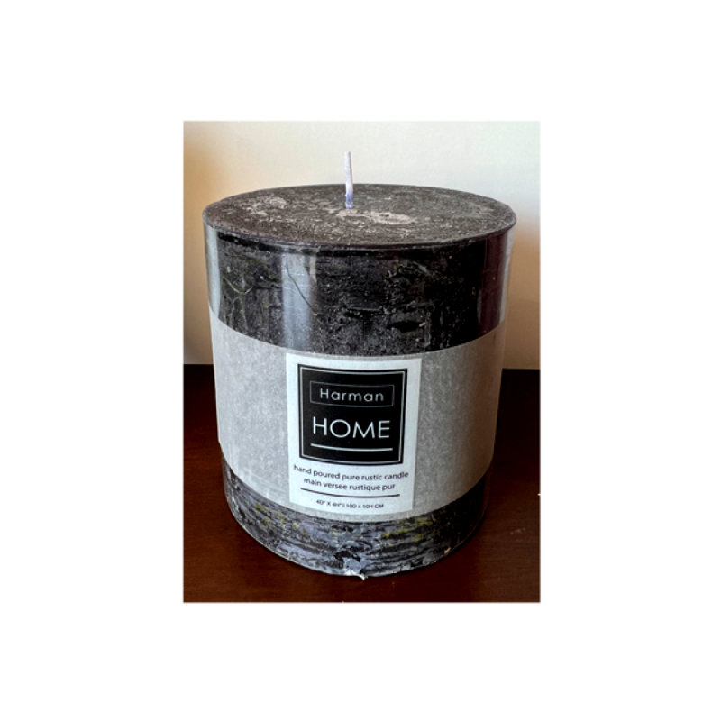 Bougie pilier rustique coulée à la main, Pilier 4 po x 4 po, Noir