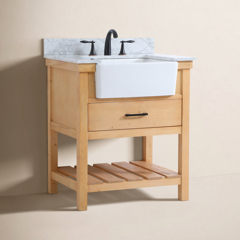 Meuble-lavabo simple 30 po Pelaghia, Bois naturel