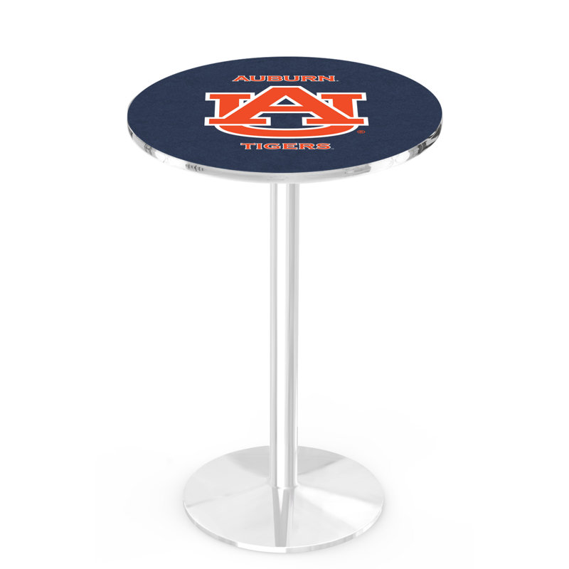 Round Metal Base Dining Table, Chrome, Auburn University