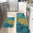 Tropical Pineapple Kitchen Mats for Kitchen Laundry Room, Set of 2, Teal Yellow