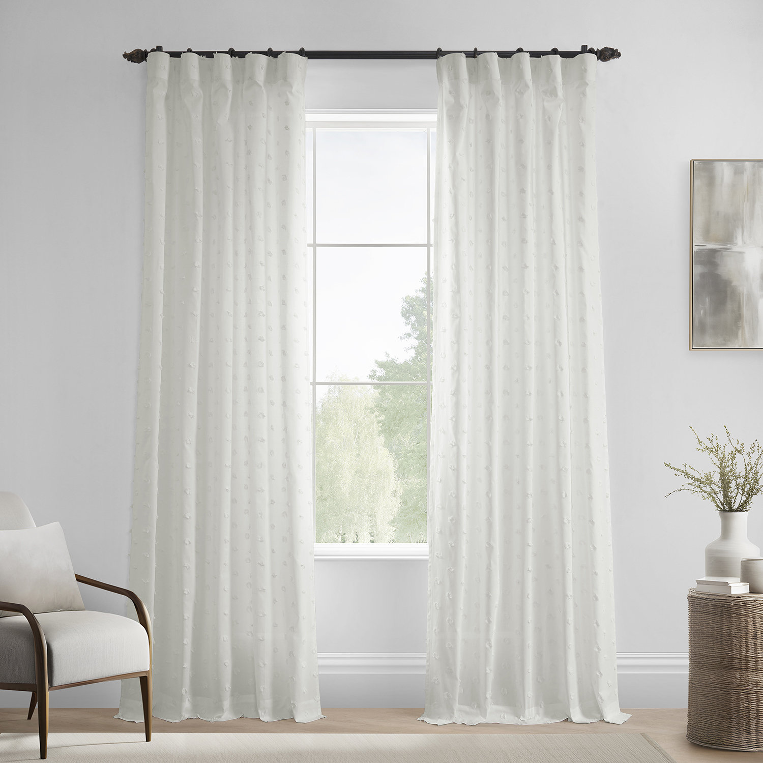 Mercer41 Geometric Cotton Craft Rod Pocket Sheer Curtains For Bedroom ...