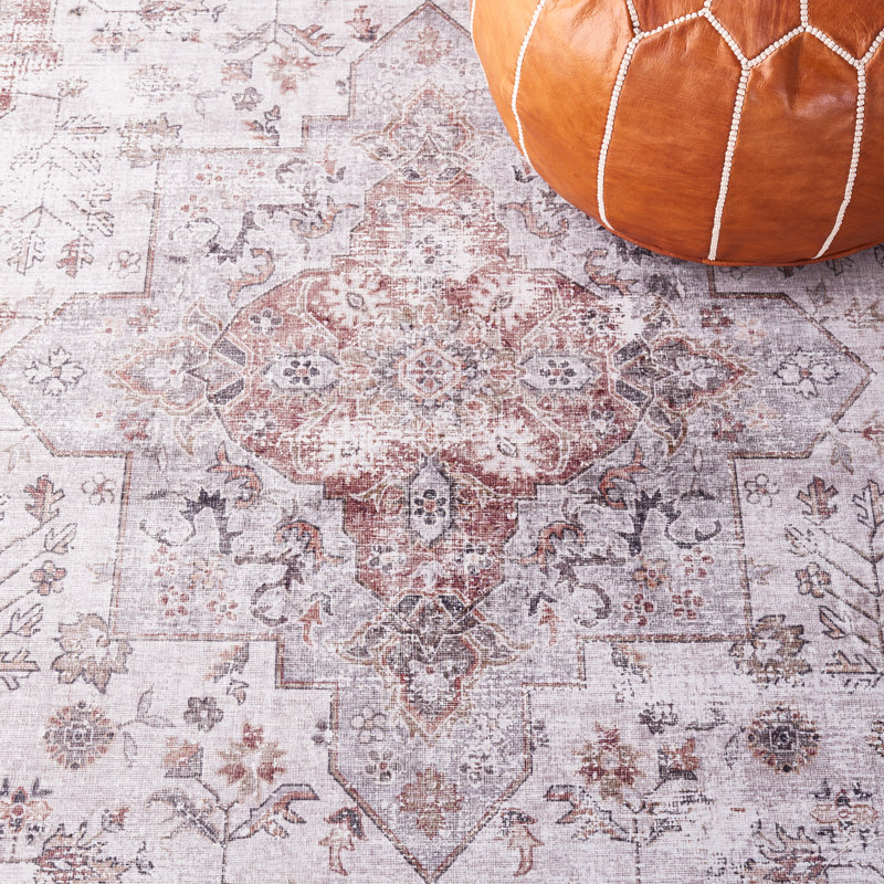 Tapis oriental en polyester tissé à la machine Melaya, Rond 4 pi