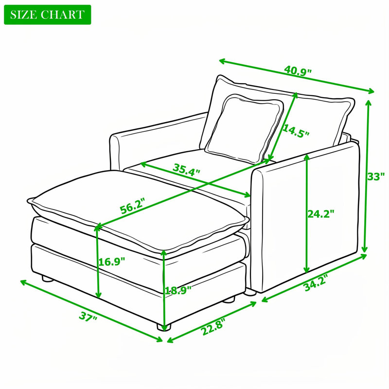 Fauteuil club avec repose-pieds, Blue