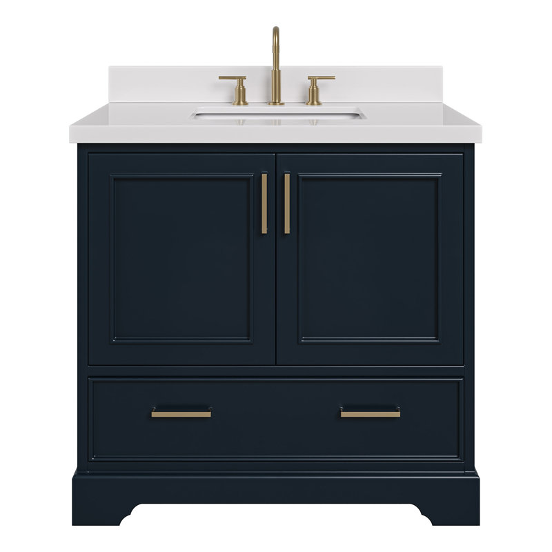 Meuble-lavabo simple avec plateau Abshire 37, Bleu minuit