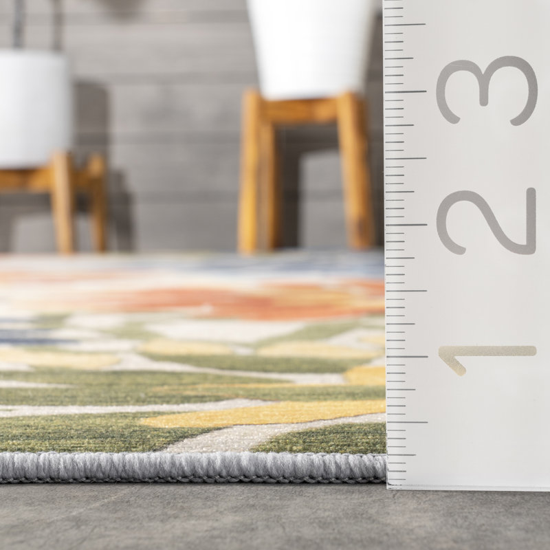 Floral Indoor / Outdoor Area Rug, Round 183cm