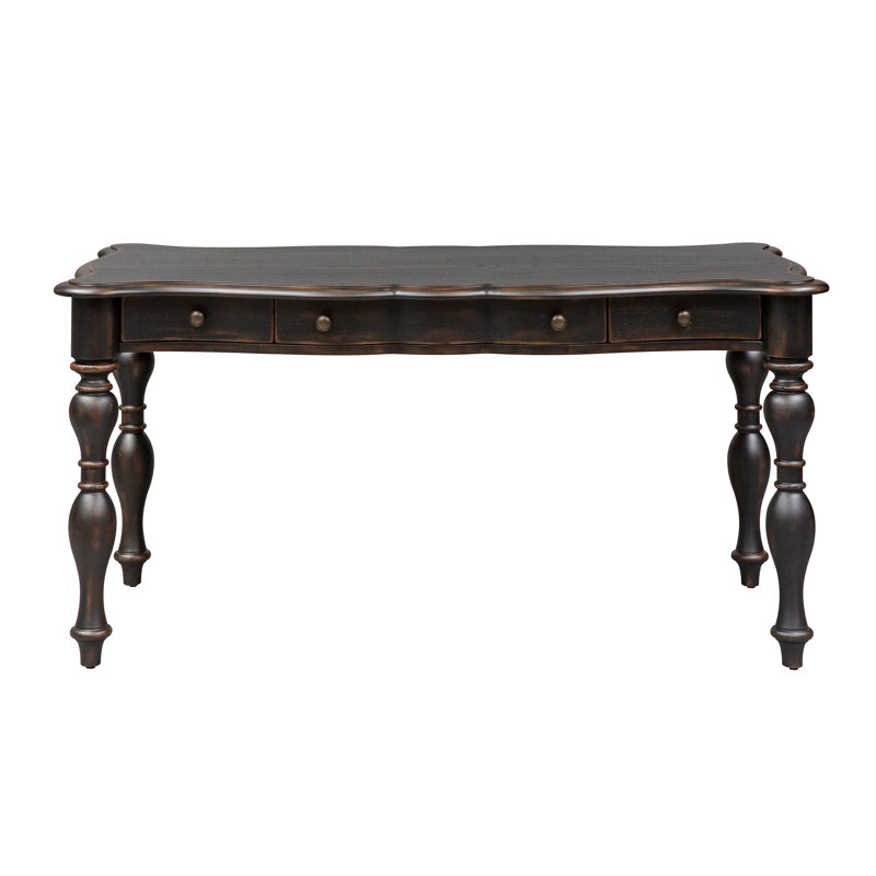 Solid Wood Writing Desk, Black/Black