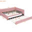 Lit de jour rembourré en tissu rose avec couchette et sans sommier polyvalent --513045346