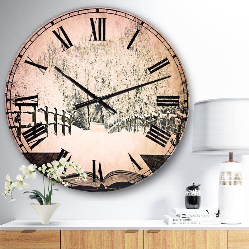 Horloge murale paysage surdimensionnée Winter Wonderland, Moyenne