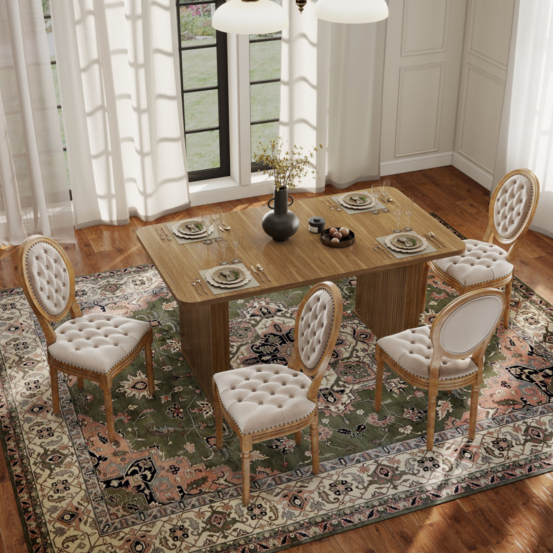 Ensemble de salle à manger Mid-Century, Beige, 5 pièces: table, 4 chaises