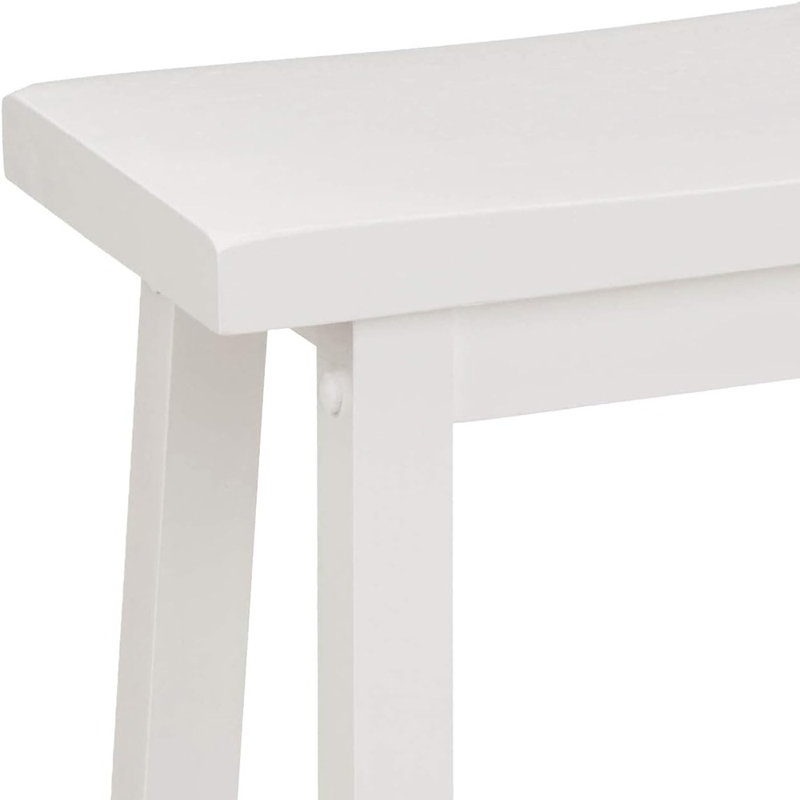 Ensemble de 2 tabourets de bar en bois massif avec repose-pieds, blanc, facile à assembler