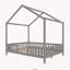 Lit Montessori au sol avec baldaquin, en forme de maison, avec barrières hautes et toit, gris-815532180