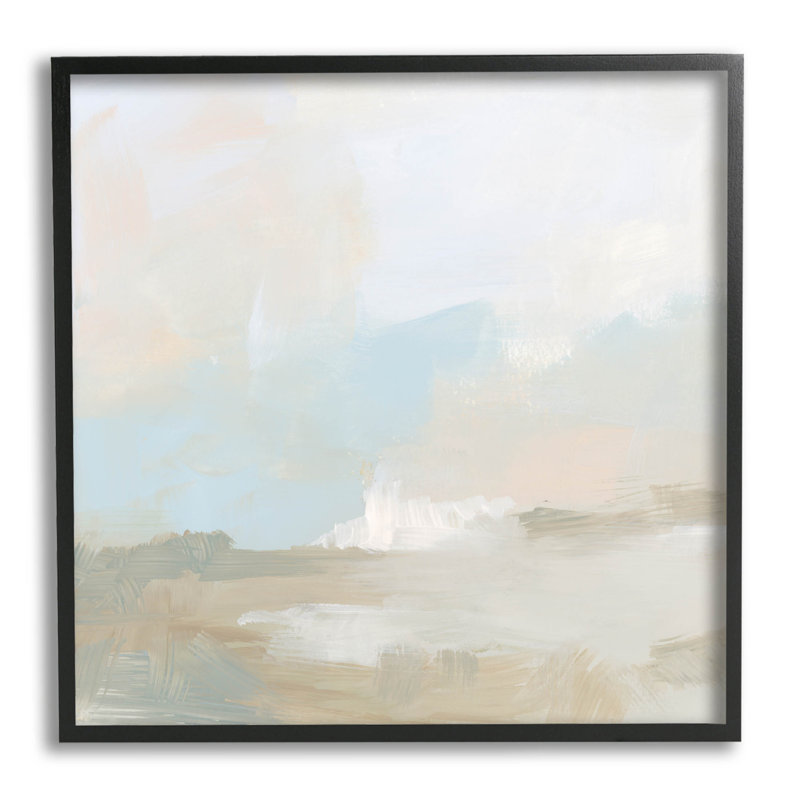 Scène giclée abstraite beige doux par June Erica Vess, Giclée encadrée noir minuit, H 12 po x l 12 po x P 1,5 po
