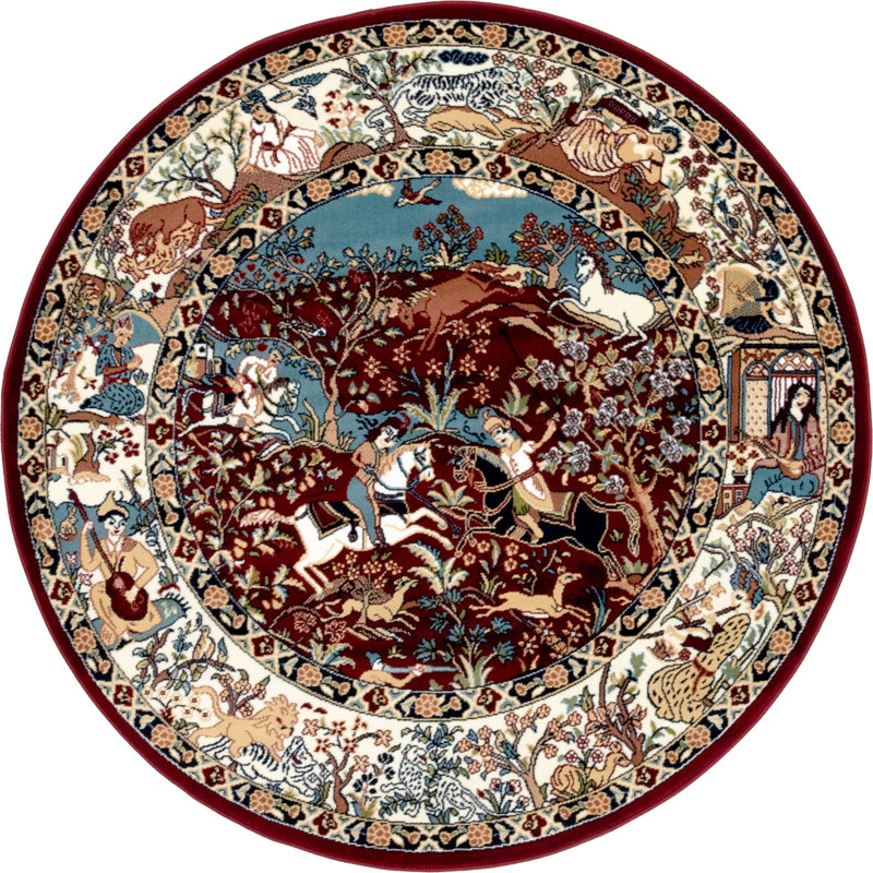 Tapis de style oriental multicolore Ledger, Rond 5 pi 3 po