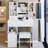 American Style 50.4" Tall White Vanity Table With Left Drawer, Right Sliding Mirror, Multi - Layer Storage And Cushioned Stool For Small Spaces 29.2" Long Design Bedrooms