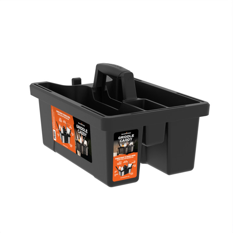 Black Rectangular Plastic Griddle Tool Caddy