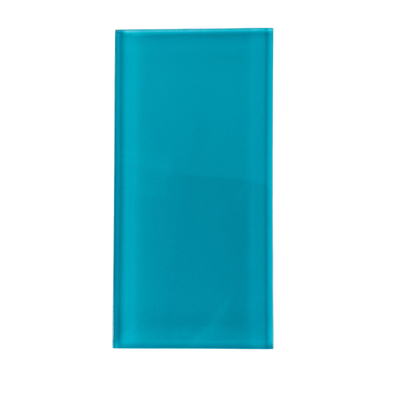 3"X 6" Polished Glass Subway Tile, Laguna Blue