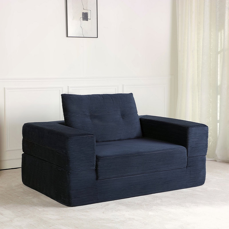 Canapé-lit à compression pour chien pour adultes et animaux de compagnie, canapé de sol moderne avec coussin pour la chambre du salon, tissu en velours côtelé, aucun assemblage requis