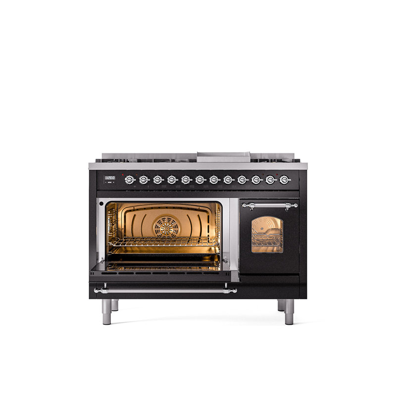ILVE Nostalgie II 48 Dual Fuel Range , RAL Color/Brass, Natural Gas