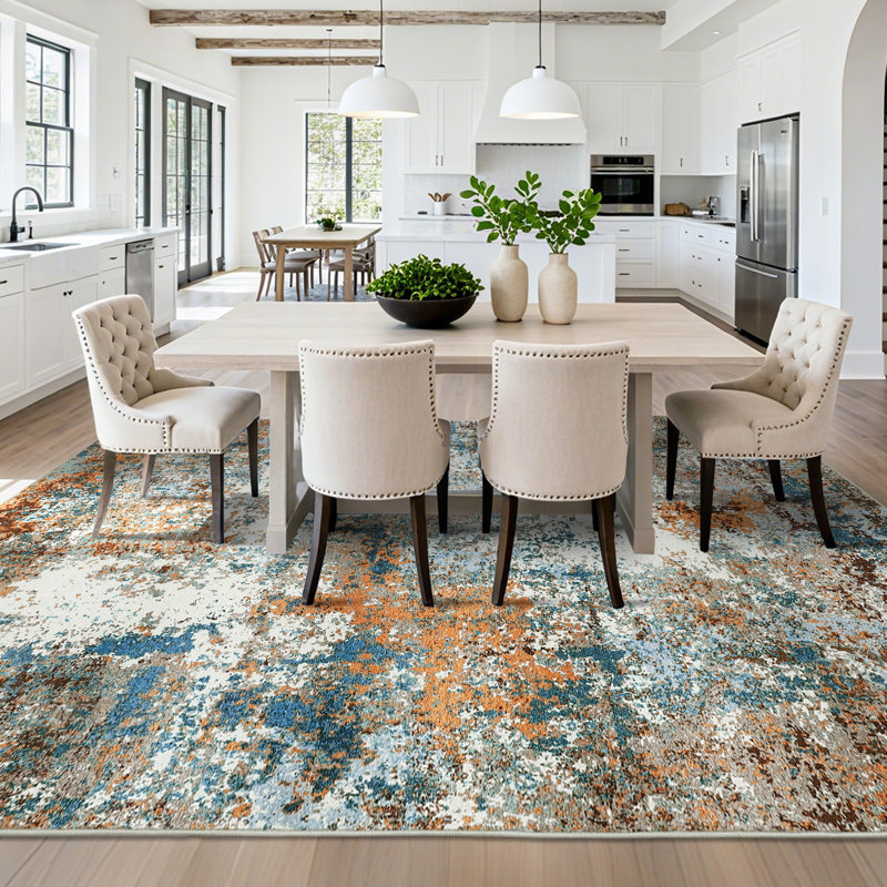 Modern Abstract Machine Washable Area Rugs for Living Room, Non Slip Rug for Bedroom Nursery, Soft Stain Resistant Carpet