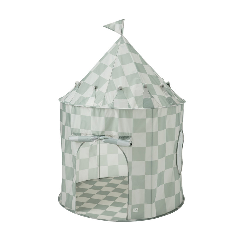 Tente de jeu en tissu recyclé 3 pousses / damier / vert