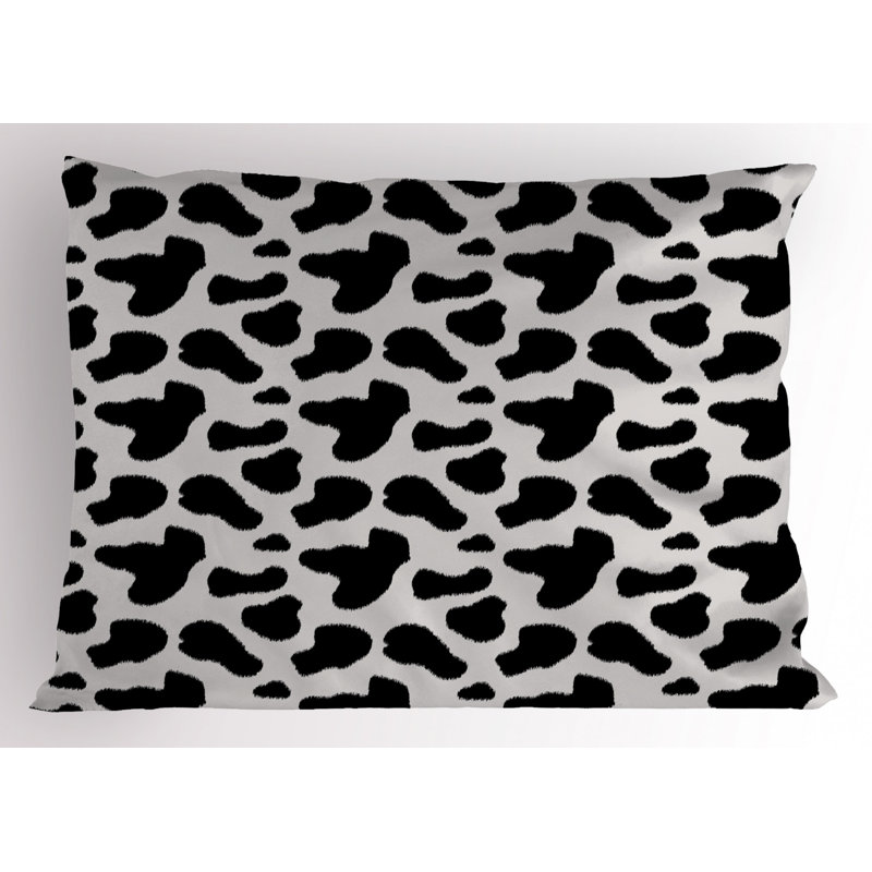 Cow Polyester Animal Print Sham Set, Charcoal Gray, Queen