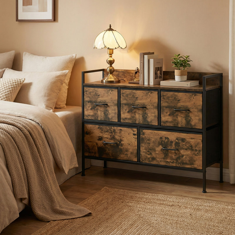 Akimi Steel 98.2 cm W Chest of 5 Drawers
