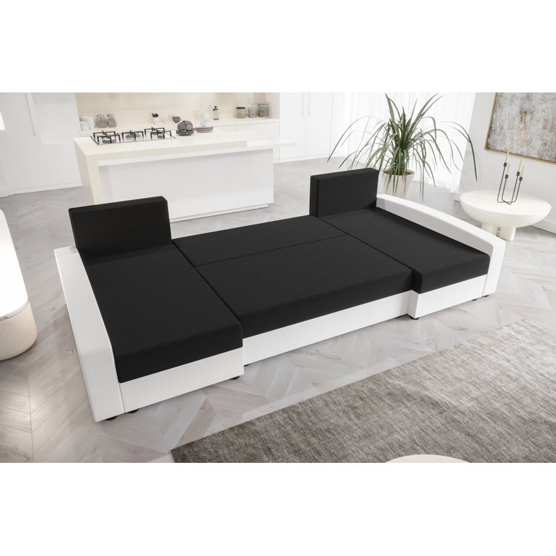 Baileyrae 4 Seater Corner Sofa , White/Black- Rainbow15/Rainbow31