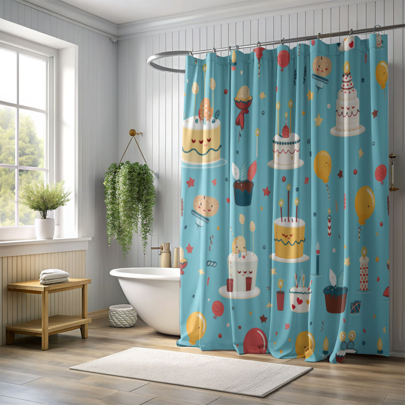 Rideau de douche Celebration Happiness - Premium, H 74 po x l 71 po