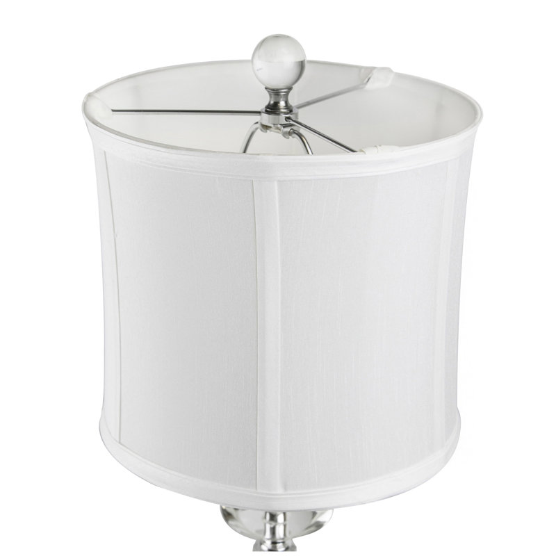 Karat 25.5" Contemporary Crystal Table Lamp in Clear K9 Crystal and Chrome with White Linen Softback Shade from Grandview Gallery by LumiSource - Set of 2