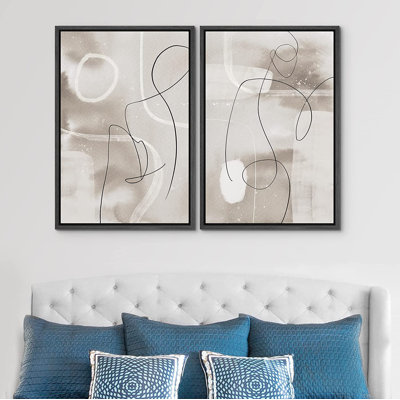 Ensemble de 2 peintures encadrées sur toile