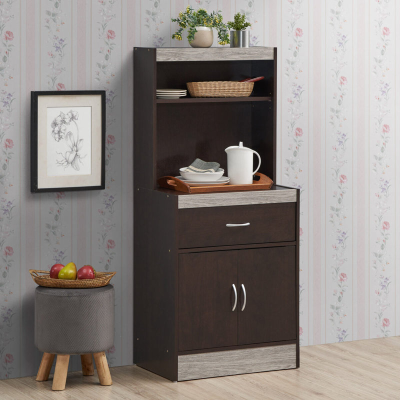 54" Kitchen Pantry, Chocolate/Gray