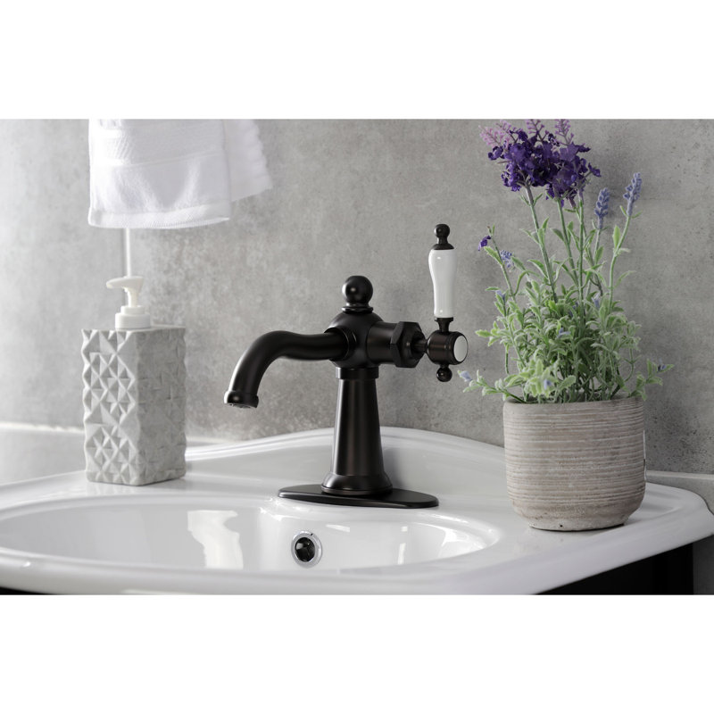 Robinet de salle de bain 1 poignée à fixation sur le comptoir avec poignée escamotable Kingston, Bronze huilé, Poignée levier