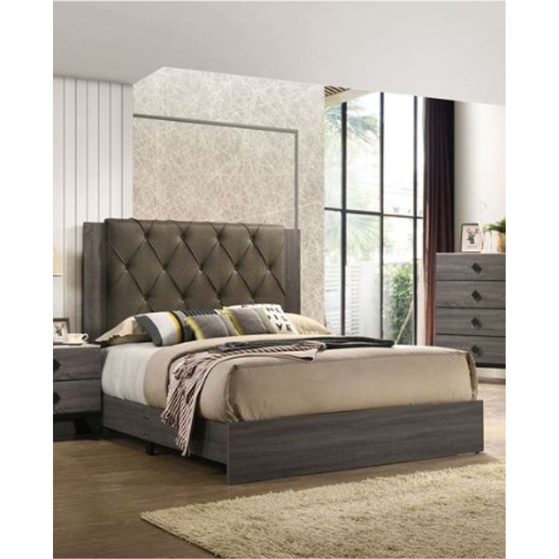 Tissu et lit EK au fini chêne gris rustique